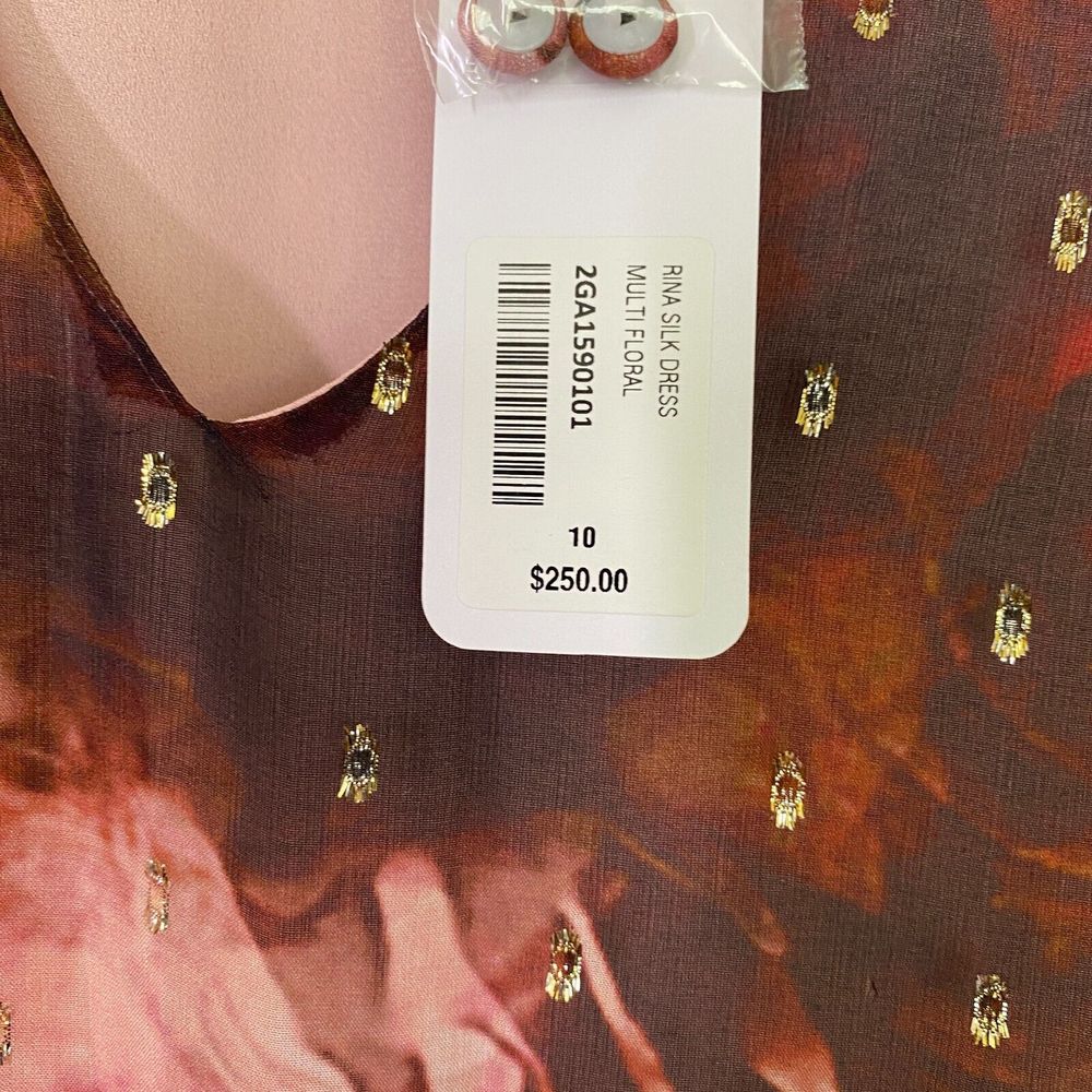 Soft Surroundings Rina Silk Maxi Dress Womens SZ6 Red Gold Long Sleeve Flowy NWT - Picture 6 of 8
